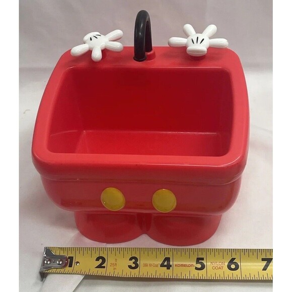Disney Mickey Mouse Kitchen Sink Ice Cream Dessert Sundae Bowl Dish Red Plastic - Picture 16 of 16